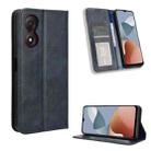 For ZTE Blade A34 Magnetic Buckle Retro Texture Leather Phone Case(Blue) - 1