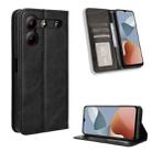 For ZTE Blade A54 Magnetic Buckle Retro Texture Leather Phone Case(Black) - 1