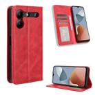 For ZTE Blade A54 Magnetic Buckle Retro Texture Leather Phone Case(Red) - 1