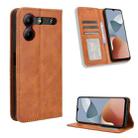 For ZTE Blade A54 Magnetic Buckle Retro Texture Leather Phone Case(Brown) - 1