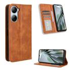 For ZTE Libero 5G IV Magnetic Buckle Retro Texture Leather Phone Case(Brown) - 1