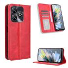 For ZTE Blade A75 4G Magnetic Buckle Retro Texture Leather Phone Case(Red) - 1