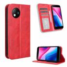 For ZTE Blade A35 Lite Magnetic Buckle Retro Texture Leather Phone Case(Red) - 1