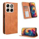For ZTE Blade V70 4G Magnetic Buckle Retro Texture Leather Phone Case(Brown) - 1