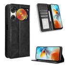 For ZTE nubia Music 2 Magnetic Buckle Retro Texture Leather Phone Case(Black) - 1
