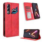 For ZTE nubia Neo 3 GT 5G Magnetic Buckle Retro Texture Leather Phone Case(Red) - 1
