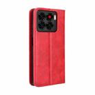 For ZTE Blade A56 4G Magnetic Buckle Retro Texture Leather Phone Case(Red) - 3