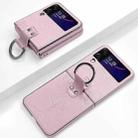 For Samsung Galaxy Z Flip4 Electroplated Embossed Leather Phone Case with Ring(Pink) - 1