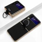 For Samsung Galaxy Z Flip4 Electroplated Embossed Leather Phone Case with Ring(Black) - 1