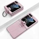 For Samsung Galaxy Z Flip5 Electroplated Embossed Leather Phone Case with Ring(Pink) - 1