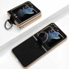 For Samsung Galaxy Z Flip5 Electroplated Embossed Leather Phone Case with Ring(Black) - 1