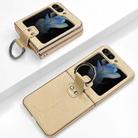 For Samsung Galaxy Z Flip5 Electroplated Embossed Leather Phone Case with Ring(Gold) - 1