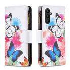 For Samsung Galaxy A25 5G Colored Drawing Pattern Zipper Leather Phone Case(Two Butterflies) - 1
