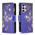 For Samsung Galaxy S23 FE 5G Colored Drawing Pattern Zipper Leather Phone Case(Purple Butterfly) - 1