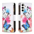 For Samsung Galaxy S23 FE 5G Colored Drawing Pattern Zipper Leather Phone Case(Two Butterflies) - 1