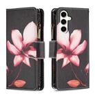 For Samsung Galaxy S23 FE 5G Colored Drawing Pattern Zipper Leather Phone Case(Lotus) - 1