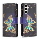 For Samsung Galaxy S23 FE 5G Colored Drawing Pattern Zipper Leather Phone Case(Big Butterfly) - 1