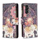 For Samsung Galaxy A15 Colored Drawing Pattern Zipper Leather Phone Case(Flower Elephant) - 1