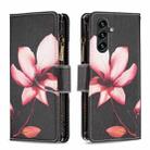 For Samsung Galaxy A15 Colored Drawing Pattern Zipper Leather Phone Case(Lotus) - 1