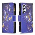 For Samsung Galaxy S24 5G Colored Drawing Pattern Zipper Leather Phone Case(Purple Butterfly) - 1