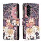 For Samsung Galaxy S24+ 5G Colored Drawing Pattern Zipper Leather Phone Case(Flower Elephant) - 1