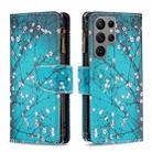 For Samsung Galaxy S24 Ultra 5G Colored Drawing Pattern Zipper Leather Phone Case(Plum Blossom) - 1