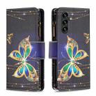 For Samsung Galaxy A55 Colored Drawing Pattern Zipper Leather Phone Case(Big Butterfly) - 1