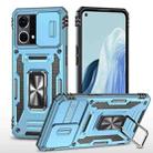 For OPPO Reno7 4G Armor PC + TPU Camera Shield Phone Case(Light Blue) - 1