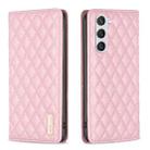 For Samsung Galaxy S24 5G Diamond Lattice Magnetic Leather Flip Phone Case(Pink) - 1