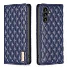 For Samsung Galaxy A55 Diamond Lattice Magnetic Leather Flip Phone Case(Blue) - 1