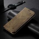 For iPhone 16 Plus Denim Texture Casual Style Horizontal Flip Leather Case(Khaki) - 2