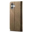 For iPhone 16 Plus Denim Texture Casual Style Horizontal Flip Leather Case(Khaki) - 3