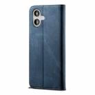 For iPhone 16 Plus Denim Texture Casual Style Horizontal Flip Leather Case(Blue) - 3