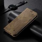 For iPhone 16 Denim Texture Casual Style Horizontal Flip Leather Case(Khaki) - 2