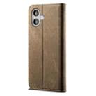 For iPhone 16 Denim Texture Casual Style Horizontal Flip Leather Case(Khaki) - 3