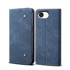 For iPhone 16e Denim Texture Casual Style Horizontal Flip Leather Case(Blue) - 1