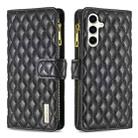 For Samsung Galaxy S23 FE 5G Diamond Lattice Zipper Wallet Leather Flip Phone Case(Black) - 1