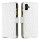 For Samsung Galaxy A05 Diamond Lattice Zipper Wallet Leather Flip Phone Case(White) - 1