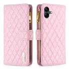 For Samsung Galaxy A05 Diamond Lattice Zipper Wallet Leather Flip Phone Case(Pink) - 1