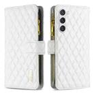 For Samsung Galaxy S24+ 5G Diamond Lattice Zipper Wallet Leather Flip Phone Case(White) - 1