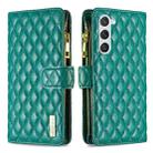 For Samsung Galaxy S24+ 5G Diamond Lattice Zipper Wallet Leather Flip Phone Case(Green) - 1