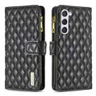 For Samsung Galaxy S24+ 5G Diamond Lattice Zipper Wallet Leather Flip Phone Case(Black) - 1