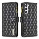 For Samsung Galaxy S24 5G Diamond Lattice Zipper Wallet Leather Flip Phone Case(Black) - 1