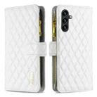 For Samsung Galaxy A55 Diamond Lattice Zipper Wallet Leather Flip Phone Case(White) - 1