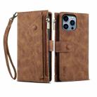 For iPhone 16 Pro Max ESEBLE Retro Frosted RFID Flip Leather Phone Case(Brown) - 1