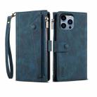 For iPhone 16 Pro ESEBLE Retro Frosted RFID Flip Leather Phone Case(Dark Green) - 1