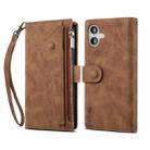 For iPhone 16 Plus ESEBLE Retro Frosted RFID Flip Leather Phone Case(Brown) - 1