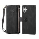 For iPhone 16 ESEBLE Retro Frosted RFID Flip Leather Phone Case(Black) - 1