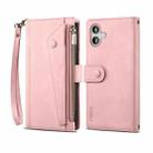 For iPhone 16 ESEBLE Retro Frosted RFID Flip Leather Phone Case(Rose Gold) - 1