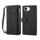 For iPhone 16e ESEBLE Retro Frosted RFID Flip Leather Phone Case(Black) - 1
